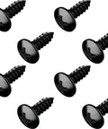 Heavy Duty Black Oxide Stainless Steel License Plate Screws Lock Plates Flat With Zero Rattlin Nonsense For A Slick Front Rear Look On Every Ride Quick Install Pack Of Eight - close-up of black screws.