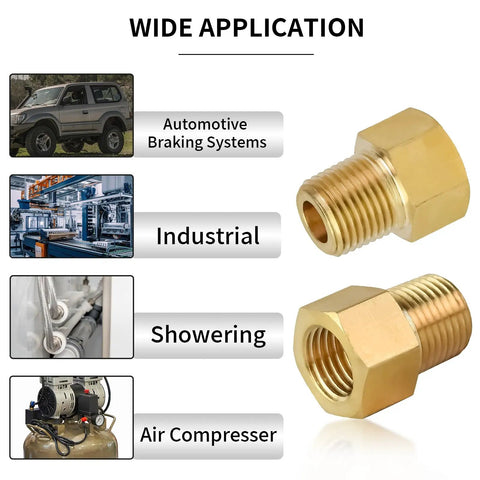 Brass Inverted Flare Female Brake Adapter Fitting One Eighth Inch NPT To Three Eighths Twenty Four Inch For Hydraulic Refrigerant And Fuel Lines