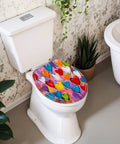 Generic Round Resin Toilet Seat for Bathroom with colorful heart design on a round toilet.