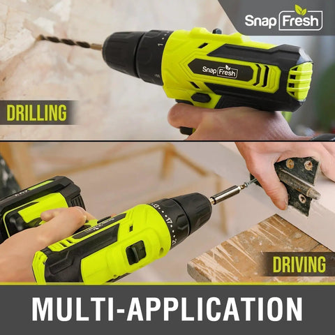 20V Cordless Drill Set With 3 By 8 Inch Chuck All In One Dual Speed LED Light 43 Piece Bit Kit Impact Driver Included