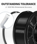 Silk PLA Filament 1.75mm Black Metallic Gloss for 3D Printing on a 1kg Spool showing dimensional tolerance