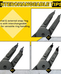 16 Inch Snap Ring Pliers Set For Internal And External Circlips With Heavy Duty Steel Construction And Interchangeable Tips 0 45 90 Degree