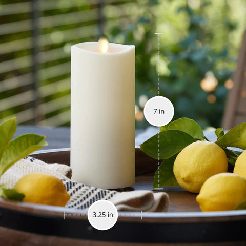 Outdoor Flameless Candle With Remote, Moving Flame Realistic LED Pillar Light For Patio Decor 3.25 Inch By 7 Inch Lantern