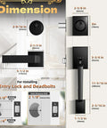 Dimensions of Matte Black Front Door Handle Set With Single Cylinder Deadbolt Exterior Door Lock System for Front Entry