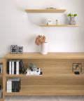 Shelves and cabinet covered with Brown Wood Contact Paper Peel And Stick 24 Inch By 354 Inch Self Adhesive Wood Look Wallpaper.