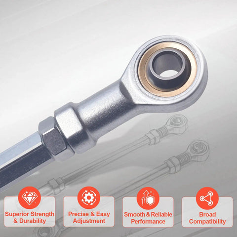 Two Pack 210mm Universal Steering Shaft Tie Rods Eleven Inch By Five Sixteenth Inch Plug And Play Go Kart ATV Replacement Parts Durable Steel Linkage For Quick Install And Long Lasting Performance, steel tie rod end