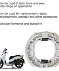 105mm rear drum brake shoes replacement for mini bikes and scooters shown with moped and text on usage and durability