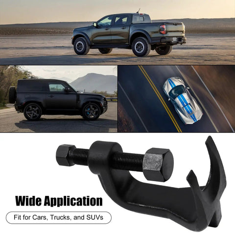 Premium Adjustable Ball Joint Separator And Puller Tool Knocks Stubborn Steering Joints Loose Up To Two Three Eight Inches For Cars Trucks Suv With Zero Headache No Sweat Garage Essential, close-up view of tool.