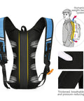 Back view of Hydration Pack For Outdoors With Water Bladder, Lightweight Hiking Backpack, padded shoulders, breathable system shown.