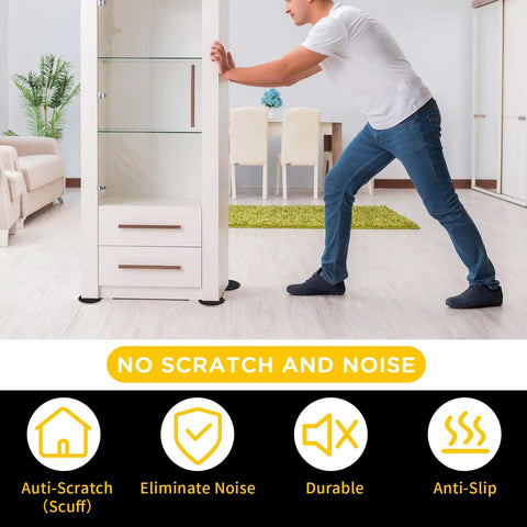 Man using Carpet Furniture Sliders 8 Pcs 5 Inch Round Heavy Duty Moving Sliders Reusable For Carpeted Floors Move Your Furniture Quickly Easily And Safely For All Carpet Types No Scratch to move cabinet without scratching floor