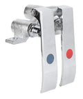 Brass Knee Valve Pedal Faucet With Self Closing G1/2 Threads, Hands Free Non Contact Water Flow For Kitchens Bathrooms Hospitals And Labs, Double Temperature Knee Valve with chrome finish and dual temperature control levers
