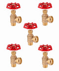 5 Pack Boiler Drain Valves One Half Inch MIP By Three Quarter Inch MHT Brass Body With Multi Turn Handle For Easy Flow Control