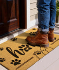 Front Door Mat 17x30 Welcome Mat With Paws Pattern in faux coir, outdoor use on porch with heavy duty backing, colorful paw print
