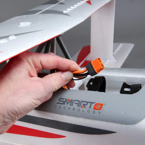 Close-up of the Ultimate 3D 950mm RC Airplane With AS3X Safe Technology Smart BNF Basic Ready To Fly power connector
