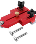 Thin Rip Jig For Table Saw With Push Block Featherboards And Push Sticks Pro Grade Safety Kit, red metal jig with adjustment knobs