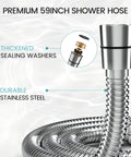 Powerful High Pressure Handheld Shower Head With Detachable Hose And Easy Switch 6 Settings Chrome Finish Modern Square Design