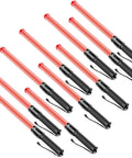 10 Pack 21 Inch LED Traffic Wands With Dual Flashing Modes High Visibility Safety Baton With Side Clip For Airport Parking Lot And Car Directing In Any Weather Conditions