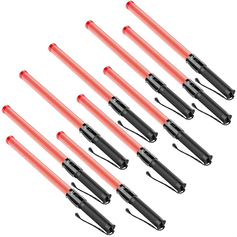 10 Pack 21 Inch LED Traffic Wands With Dual Flashing Modes High Visibility Safety Baton With Side Clip For Airport Parking Lot And Car Directing In Any Weather Conditions