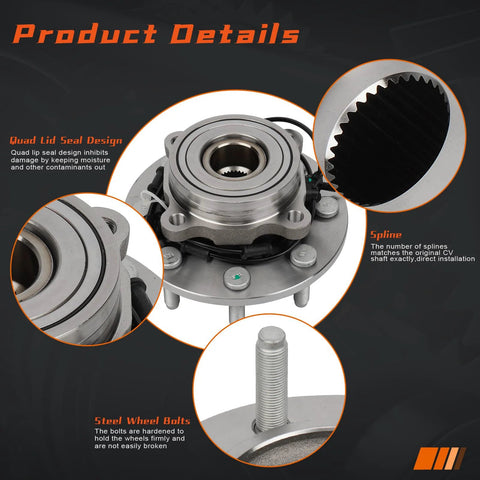 Front Wheel Hub And Bearing Assembly For 2006 To 2008 Dodge Ram 1500 2500 3500 4x4 8 Lug Wheel With ABS Replacement with steel bolts