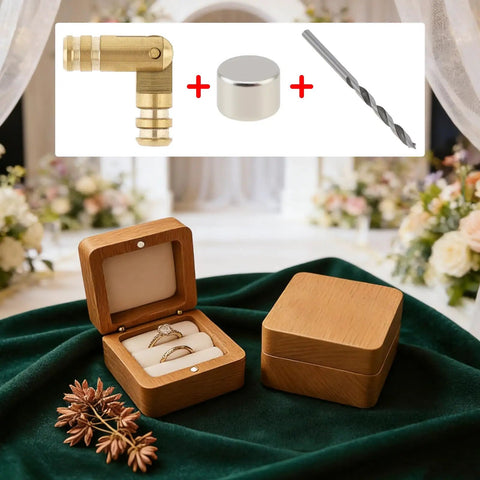 24 Pack Of 4 Millimeter Polished Brass Miniature Barrel Hinges Featuring Hidden Magnetic Closure And Included Depth Stop Drill Bit For Fine Woodwork And Models Straight Up Solid displayed with jewelry boxes on green fabric.