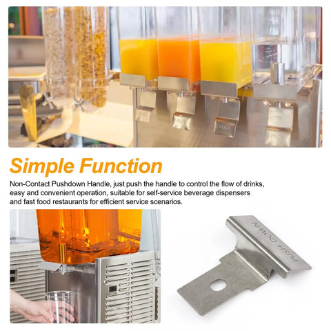 Top Notch Hand Activated Dispenser Valve Handle for Cold Beverage Dispensers Replacement Part Compatible With Cs Series Grindmaster Cecilware Crathco Units Fits D112 D15 D155 D156 D25 D255 D256 D35 D355 D356 E27 E275 E276 E29 E295 E296 HD15, stainless steel push handle on dispenser