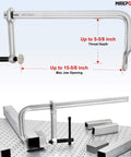 Deep Throat F Clamp For Welding Heavy Duty Bar Clamp With 15 5 8 Inch Jaw Opening And 5 5 8 Inch Deep Throat Forged Hardened Steel
