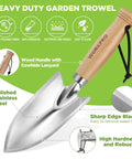 11 Inch Garden Hand Trowel With Wood Handle, Tough As Nails Heavy Duty Polished Stainless Steel Digging Tool details