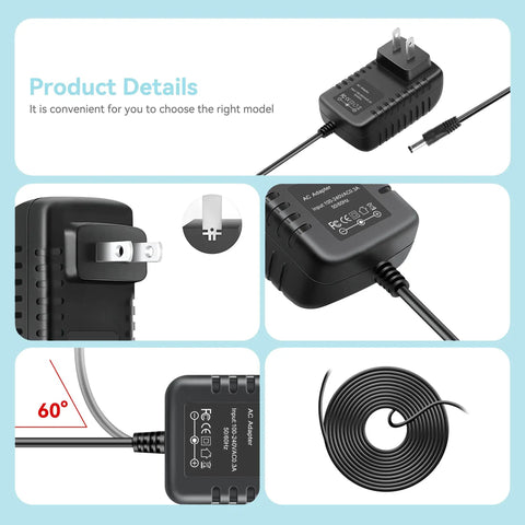 9V DC 2A Replacement Power Adapter For Proform Elliptical And Similar Machines, Worldwide 100 to 240V Input, 9V Output, 2000mA, 4 Ft Cable, Switching Power Supply, CE Certified, Over Voltage And Overheat Protection, Wall Charger. Black wall charger with 2-prong plug and 4 ft cable