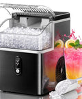 Countertop Nugget Ice Maker Cranks Out 35 Pounds Of Snap Bubble Ice Daily Compact Kitchen Workhorse with drinks and ice.