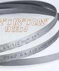 4 Pack Bandsaw Blades For Metal Cutting Bi Metal M42 64.5 Inch Long 0.5 Inch Wide 0.02 Inch Thick 14 TPI Built Tough High Speed Steel