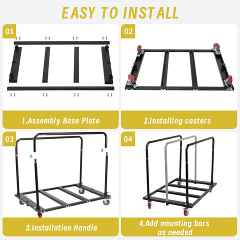 Folding Table Cart With Swivel Wheels, Heavy Duty Dolly That Handles Up To 1800 Lbs And 10 Table Capacity, Adjustable Panel Cart For Banquets, Parties, Meetings, And Events, Durable Alloy Steel Construction assembly steps