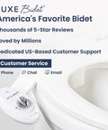 Neo 110 Non Electric Bidet Attachment For Toilet Seat With Single Nozzle And Rear Wash shown on toilet, easy install guide