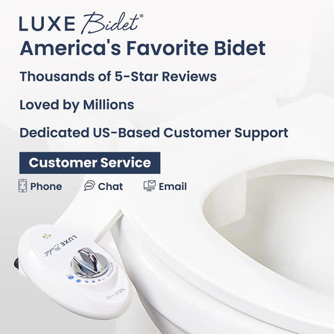 Neo 110 Non Electric Bidet Attachment For Toilet Seat With Single Nozzle And Rear Wash shown on toilet, easy install guide
