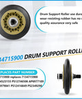 Electrolux Dryer Repair Kit With 137315300 Belt, 134715900 Drum Support Rollers, side and front view of roller detail