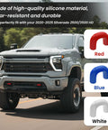 Chevrolet Silverado 2500/3500 HD Front Tow Hook Covers Hitch Cover For 2020-2026 Trucks in red, blue, white