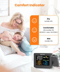 Projection Alarm Clock With Weather Station And Wireless Indoor Outdoor Thermometer For Bedroom Temperature Humidity Monitor Hygrometer Red Ceiling Projection Easy To Read Night Stand Clock with comfort indicator and display.