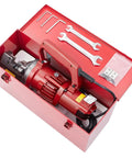 Beast 1250W Electric Hydraulic Rebar Cutter RC 20 with stainless steel box, wrenches, and blades for fast 3 second cuts.