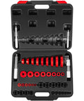 Heavy Duty Bearing Race And Seal Driver Kit 43 Piece Set With 39 Adapters And 4 Seal Drivers in open black case