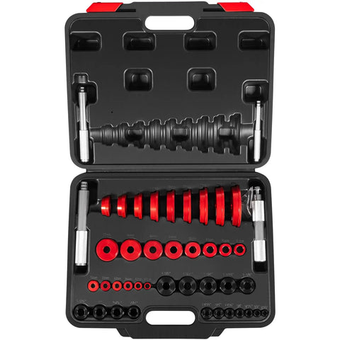 Heavy Duty Bearing Race And Seal Driver Kit 43 Piece Set With 39 Adapters And 4 Seal Drivers in open black case