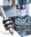 2MT Morse Taper Live Center 60 Degree with Triple Bearing Design for Lathe and CNC Work, shown beside CNC milling machine