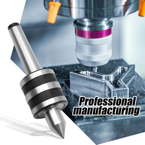 2MT Morse Taper Live Center 60 Degree with Triple Bearing Design for Lathe and CNC Work, shown beside CNC milling machine