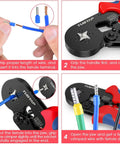 Step-by-step use of Wire Ferrule Crimping Tool Kit With 1200 Ferrule Terminals, Self Adjusting Ratchet Crimper Plier Set