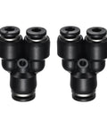 Y Splitter Push To Connect Fittings 3 Way Pneumatic Union For Air Lines 4mm By 6mm By 4mm Tube OD Plastic Black Set of 2