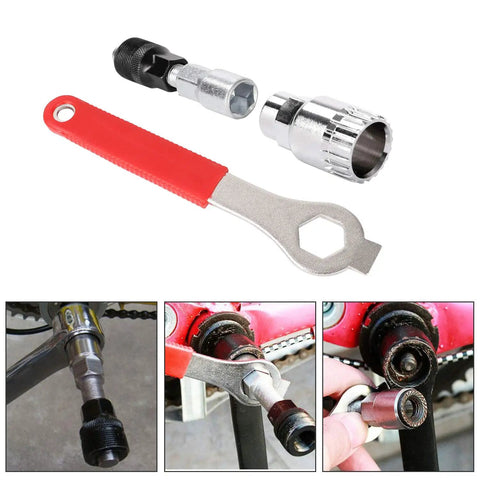 Do-It-All Bike Repair Tool Kit With Crank Extractor, 16mm Spanner And Wrench, Chain Whip Remover, tools shown in close-up view