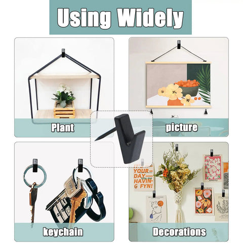 Stainless Steel Picture Hanging Nails And Hooks 30 Pack Heavy Duty Push Pins shown with plants, pictures, keychains, and decor