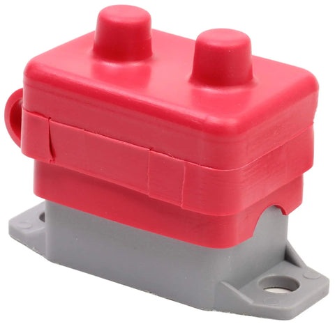 30 Amp 12 Volt Type 1 Automatic Reset Circuit Breaker With Red Vinyl Cover, auto reset, rustproof housing, front view