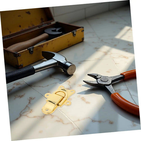 Heavy Duty Vintage Metal Toggle Latch 2 Pcs Zinc Alloy Antique Style Hasps for Steamer Trunks Toolboxes on a workspace.