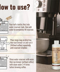 Universal Descaler For Keurig Nespresso Delonghi And All Single Serve Coffee Makers 2 Pack With 4 Uses Made In USA instructions