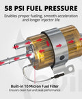 Image of 58 PSI Fuel Filter Regulator for LS Swap EFI Conversion C5 with built-in 10 micron fuel filter, GM V8 use visible.