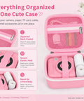 Kids Instant Print Camera Case With 3 Roll Paper Refills, pink PU case with mesh pocket, elastic strap, for mini instant cameras